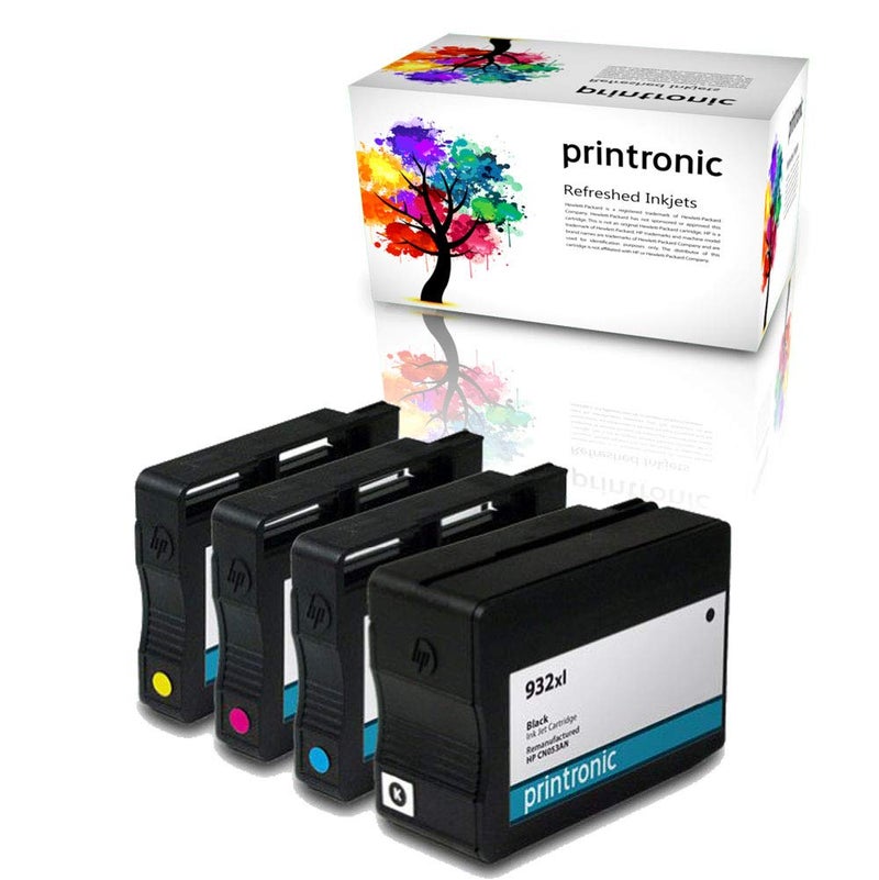 Printronic Remanufactured Ink Cartridge Replacement for HP 932xl ( Black,Cyan,Magenta,Yellow , 4-Pack )